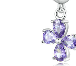 Sterling Silver Purple Zirconium Flower Purple Zircon