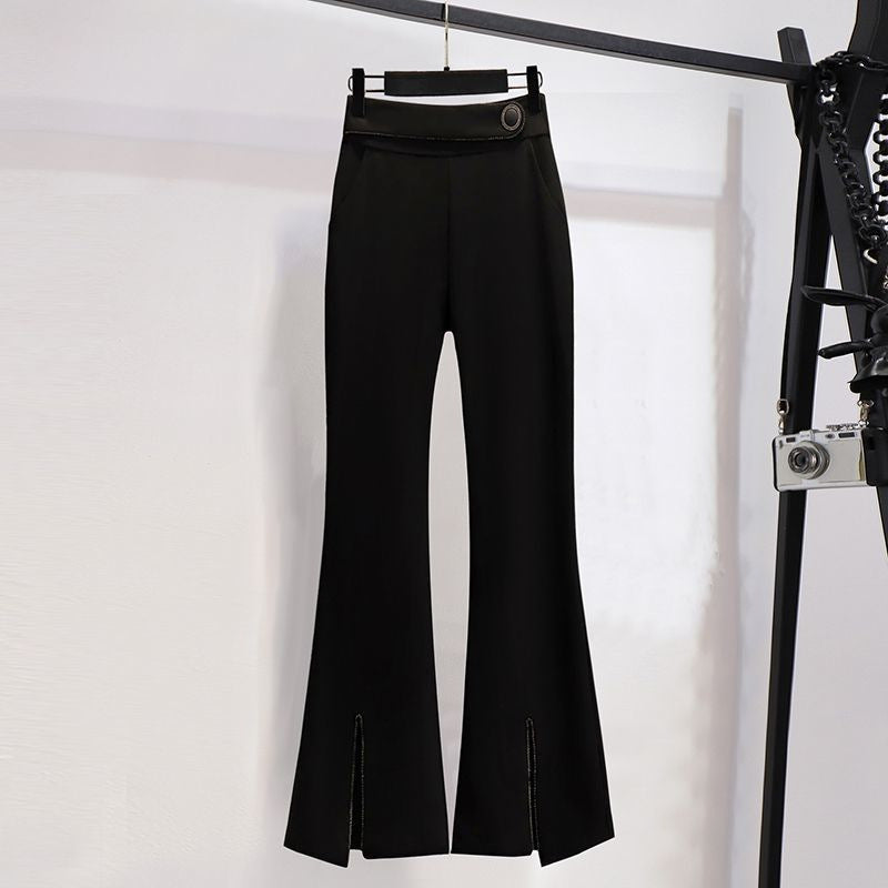Lapel Design Pleated Skirt Black Suit Jacket