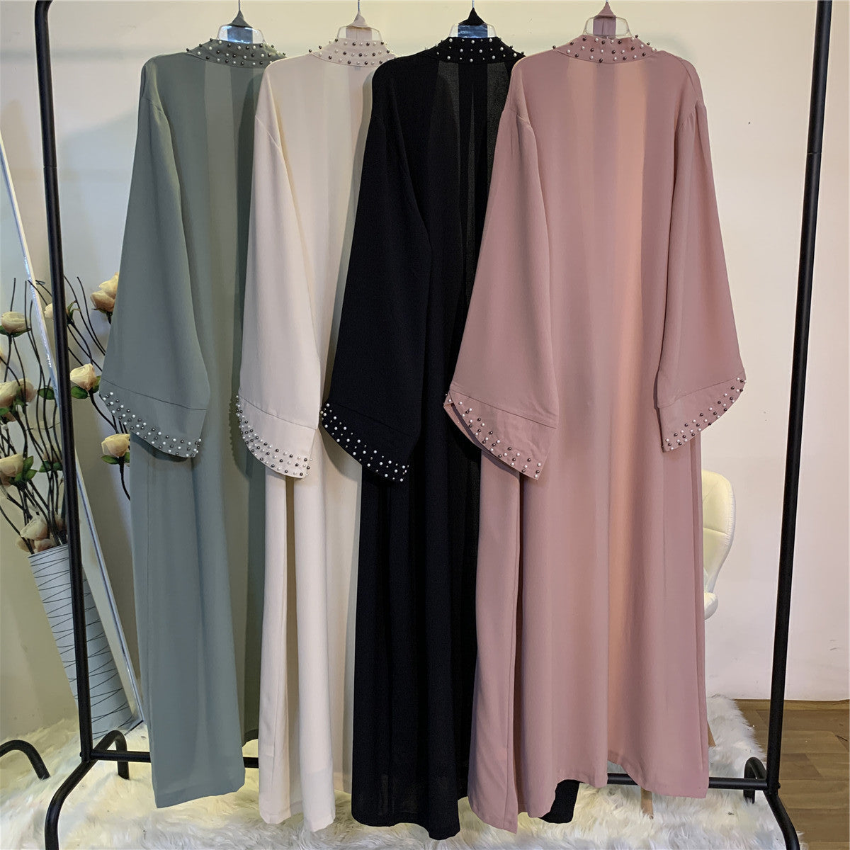 Beaded Lace Up Cardigan Robe