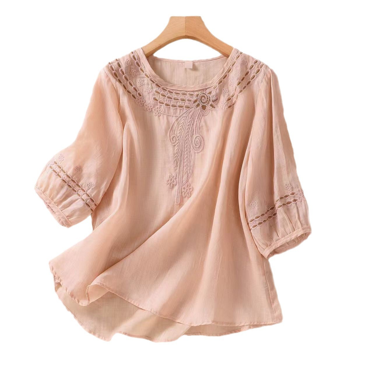 Vintage Cotton And Linen Embroidered Shirt