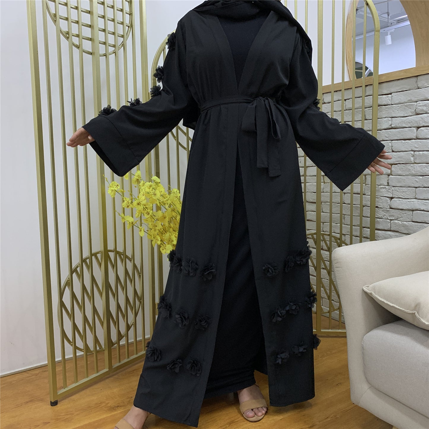 Women's Cardigan Floral Lace Up Robe