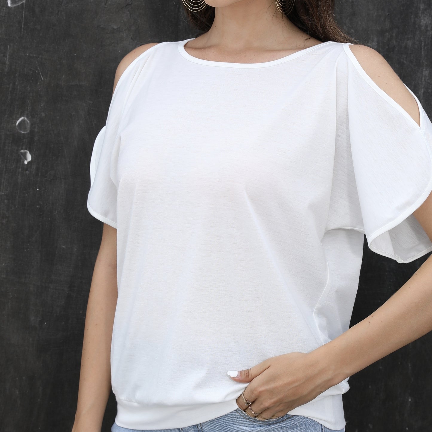 Ladies' Summer Design Off Shoulder T-shirt