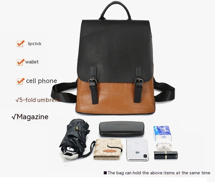 Genuine Leather Simple Backpack