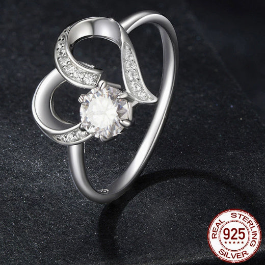 Sterling Silver Ring Moissanite Heart-shaped Jewelry