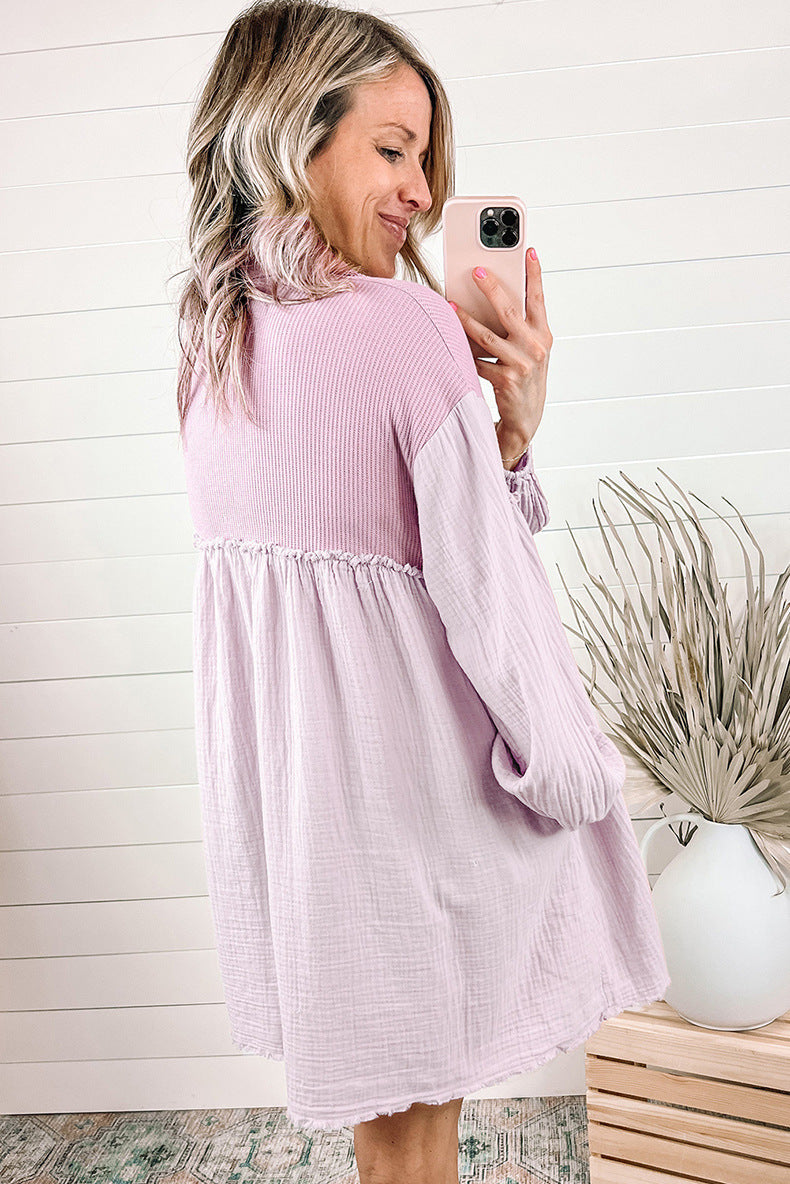 Thin Patchwork Sleeve Dress
