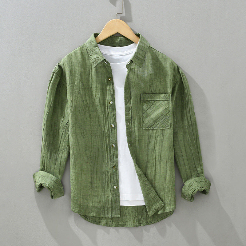 Pleated Cotton Linen Shirt