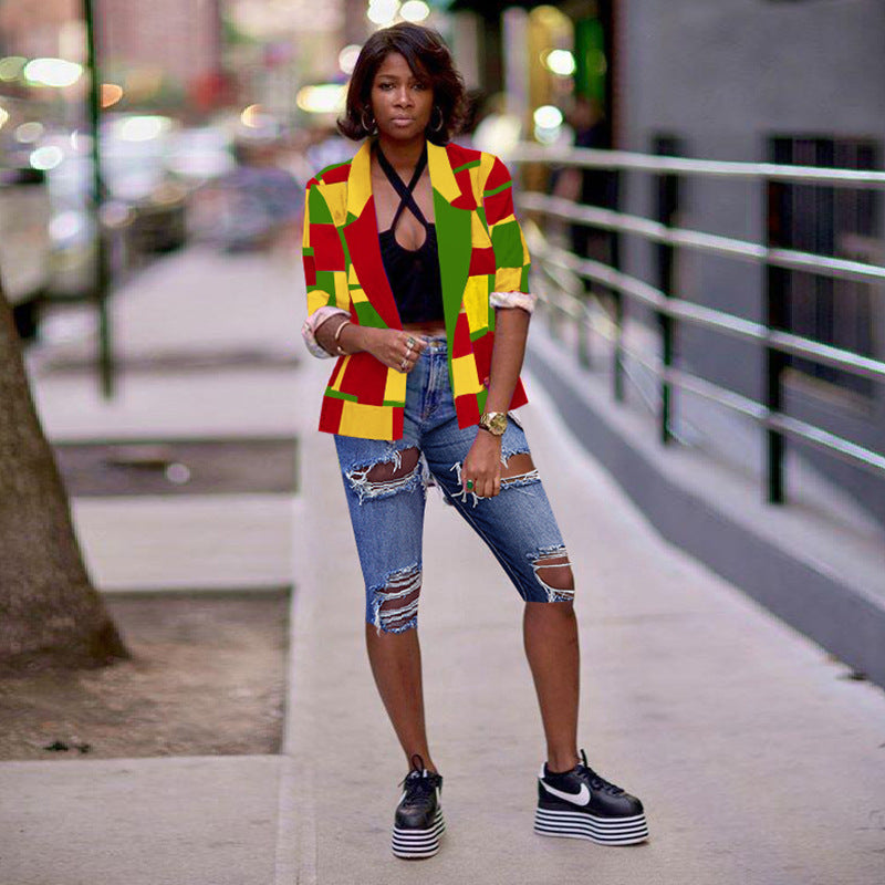 Casual Women's Clothing Multi-color Blazer