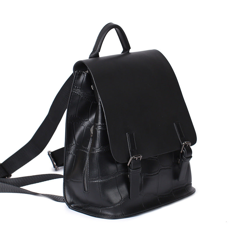 Genuine Leather Simple Backpack