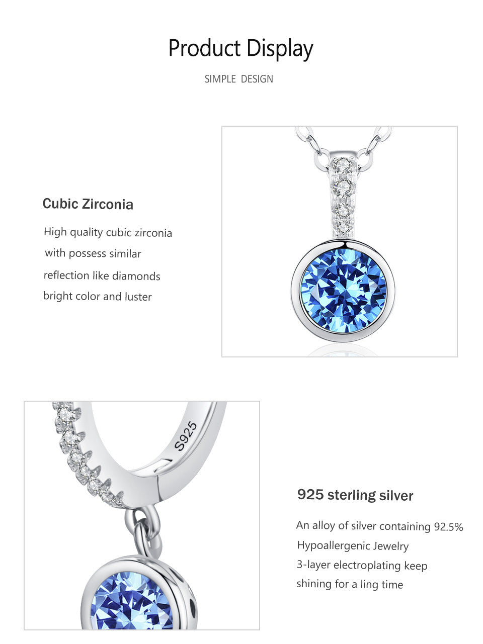 Women's Light Luxury Sea Blue Earrings Necklace