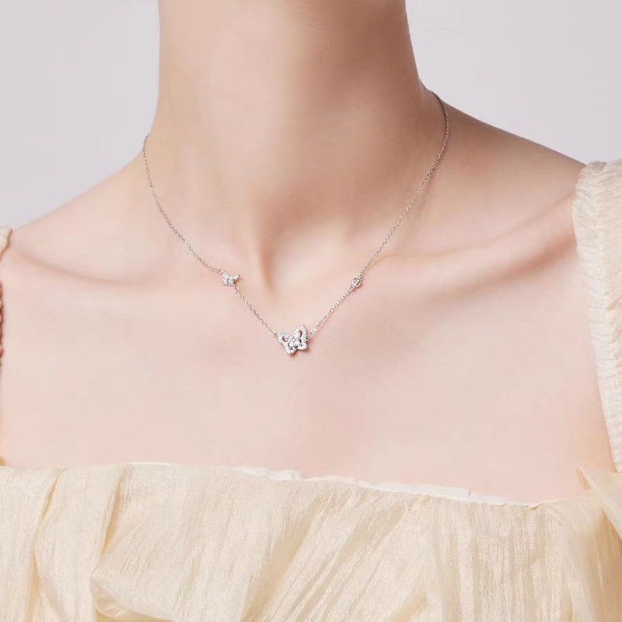 Silver Butterfly Necklace For Women