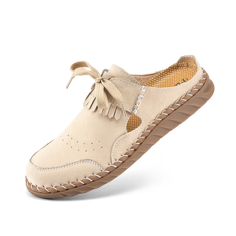 Handmade Stitching Women's Half Slippers