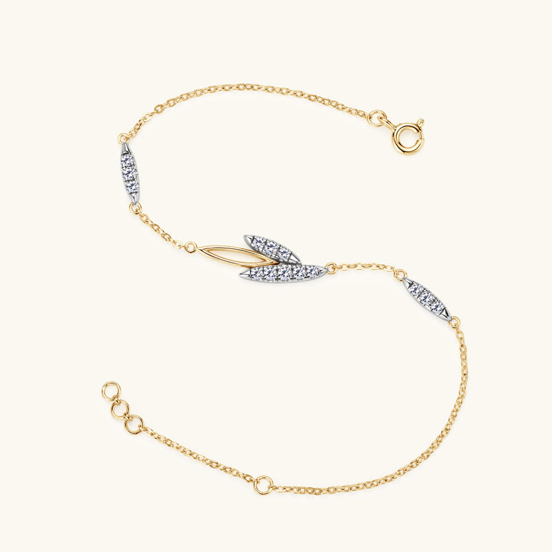 Simple All-match Leaf Diamond Bracelet