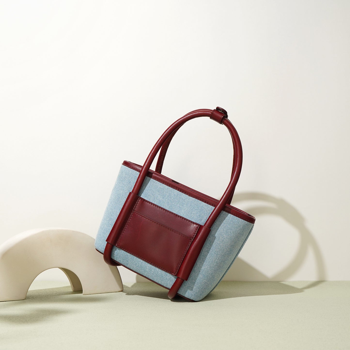 Top Layer Cowhide Basket Bag