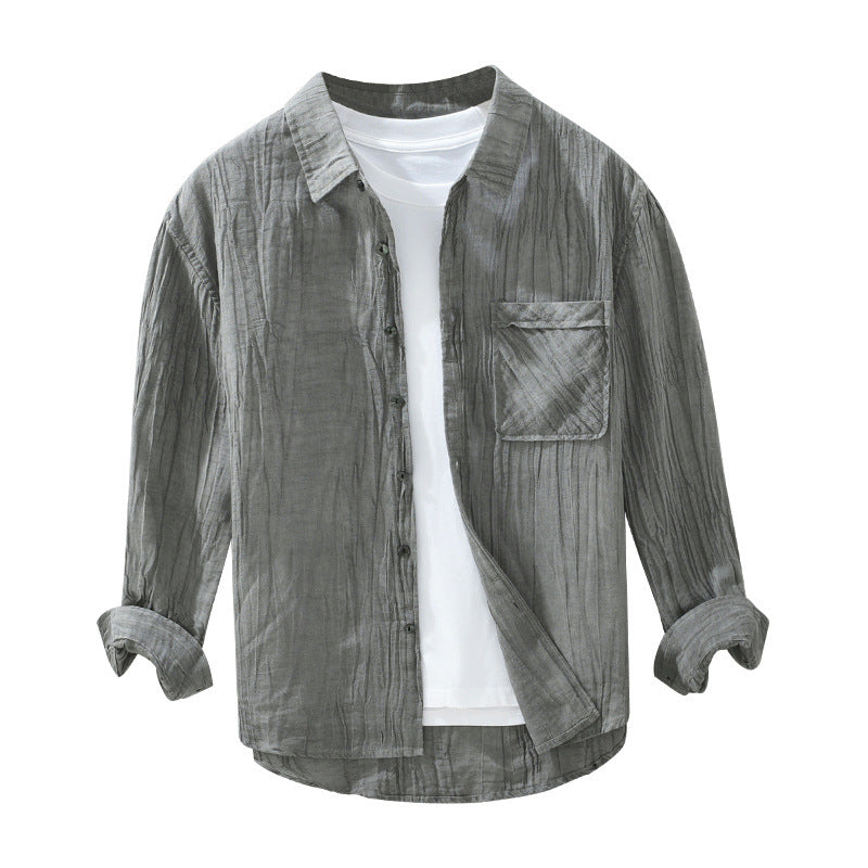 Pleated Cotton Linen Shirt