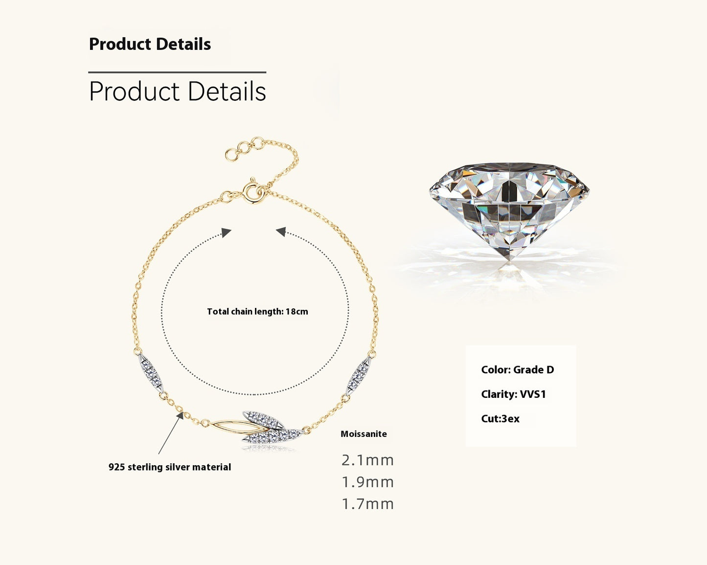 Simple All-match Leaf Diamond Bracelet