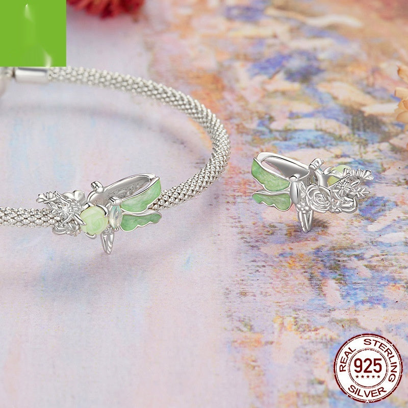 Green Flowers And Insects Series Bracelet