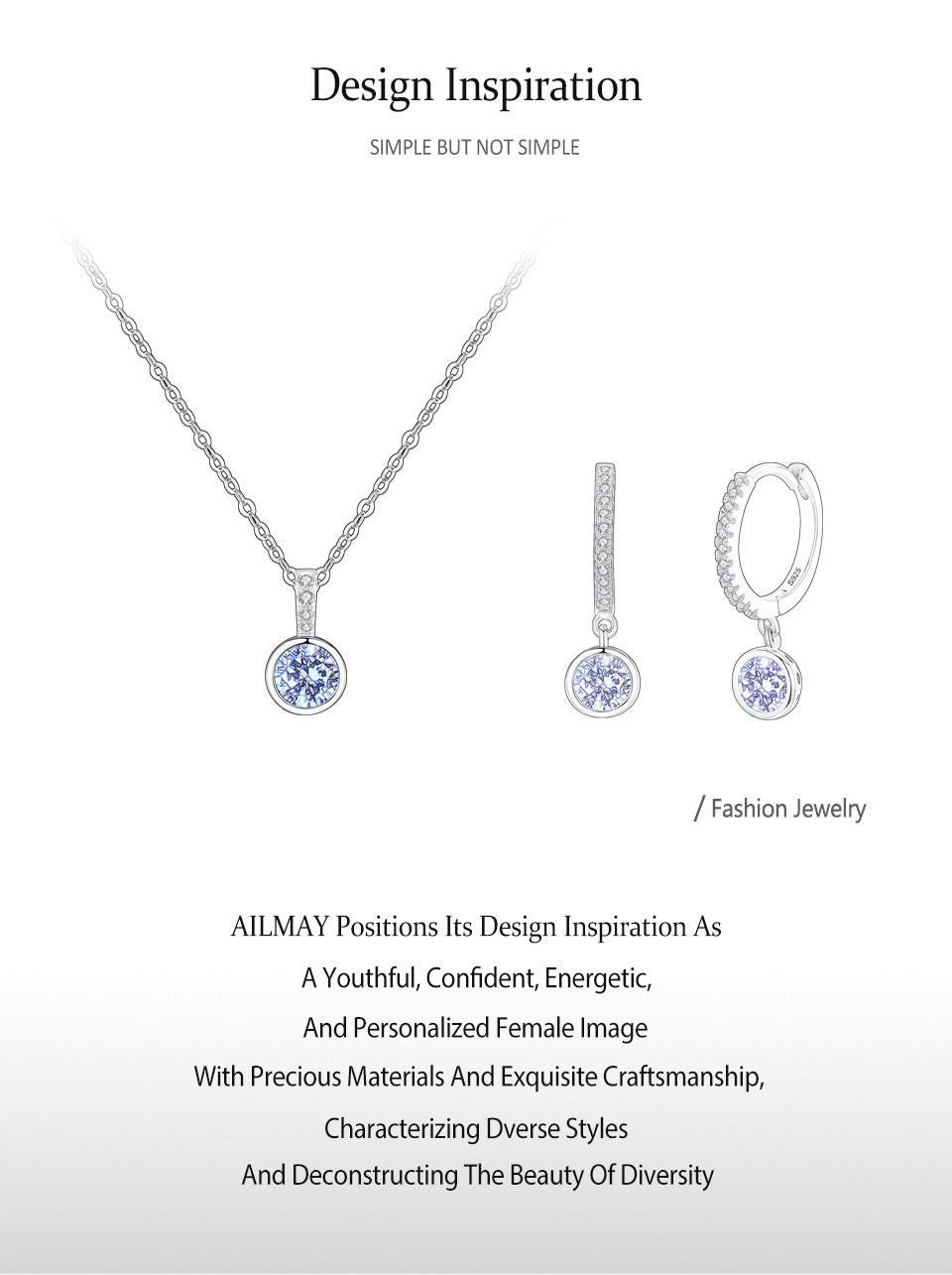 Women's Light Luxury Sea Blue Earrings Necklace