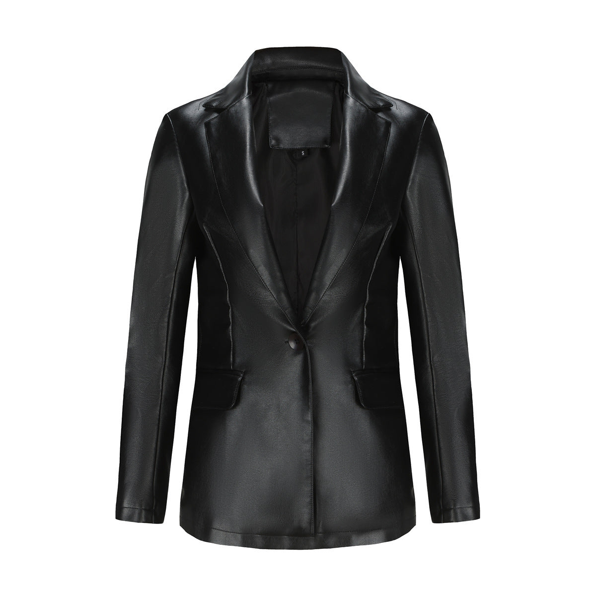 Single Button Commute Leisure Leather Coat