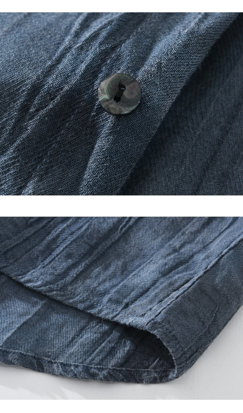 Pleated Cotton Linen Shirt