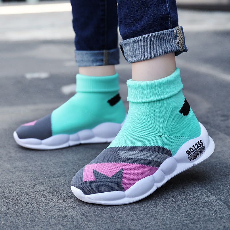 New Girls' Breathable Flying Sneakers