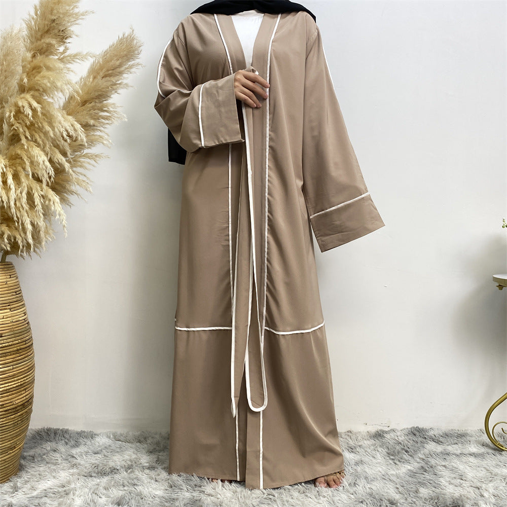Contrast Striped Cardigan Robe