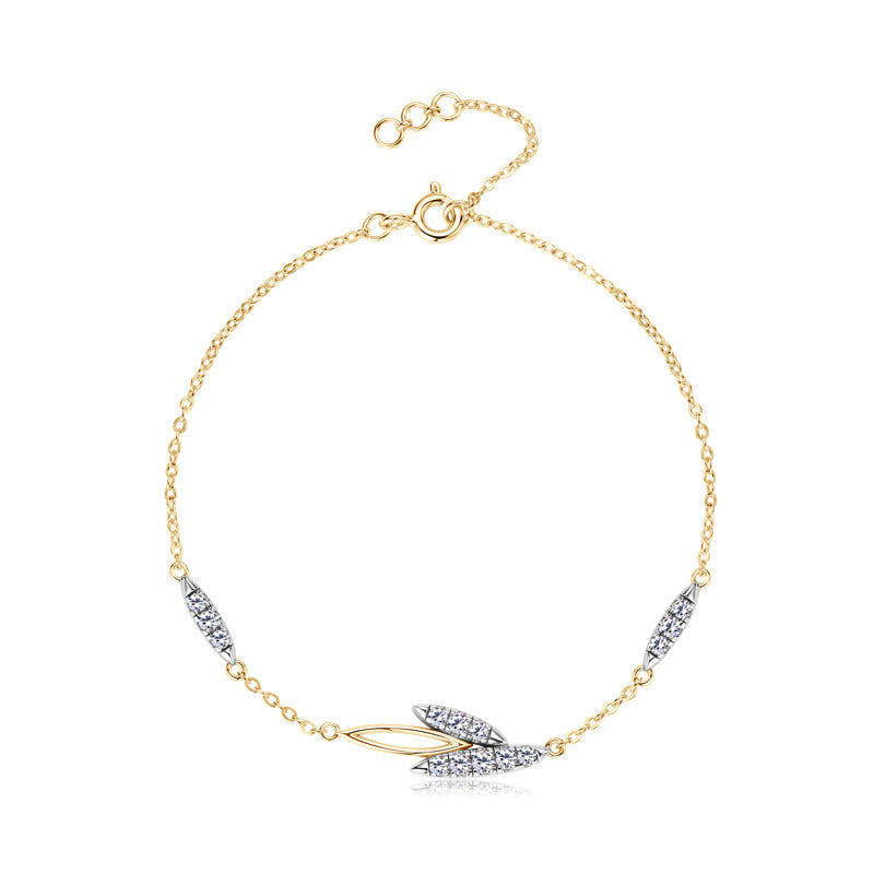Simple All-match Leaf Diamond Bracelet