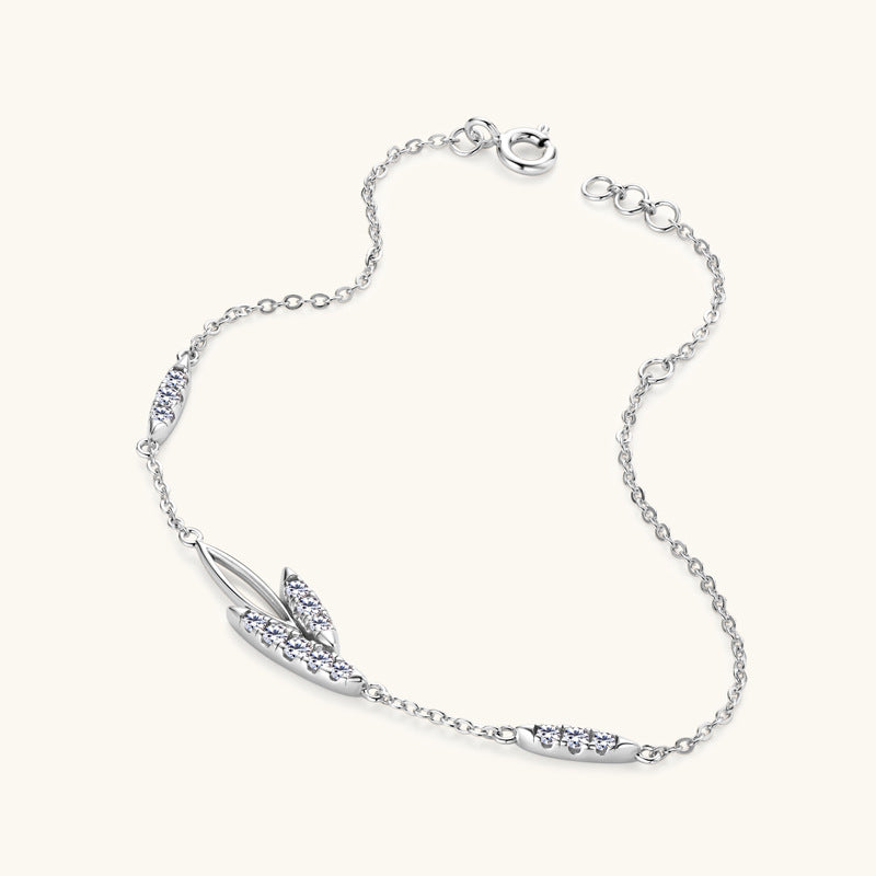 Simple All-match Leaf Diamond Bracelet