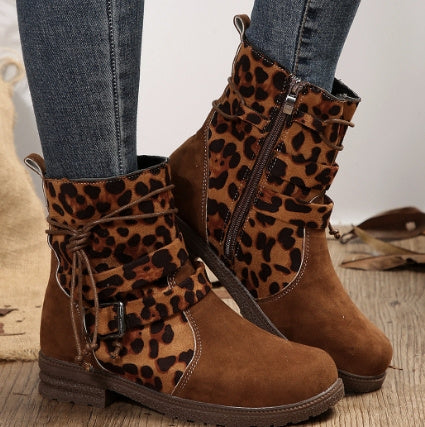 Buckle Square Heel Fashion Boots
