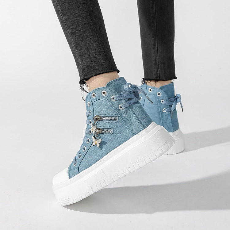 Butterfly Zipper Canvas Shoes