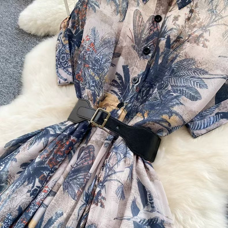 French Minority Elegant Printed Dress