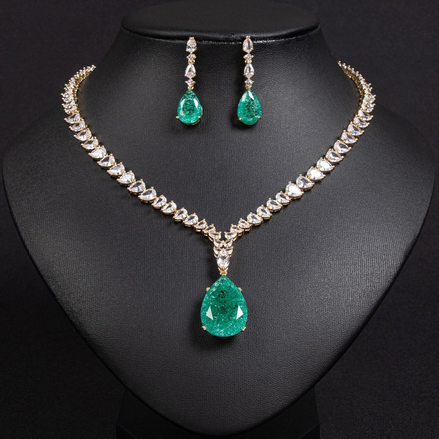 Zircon Necklace Tassel Earrings Suit