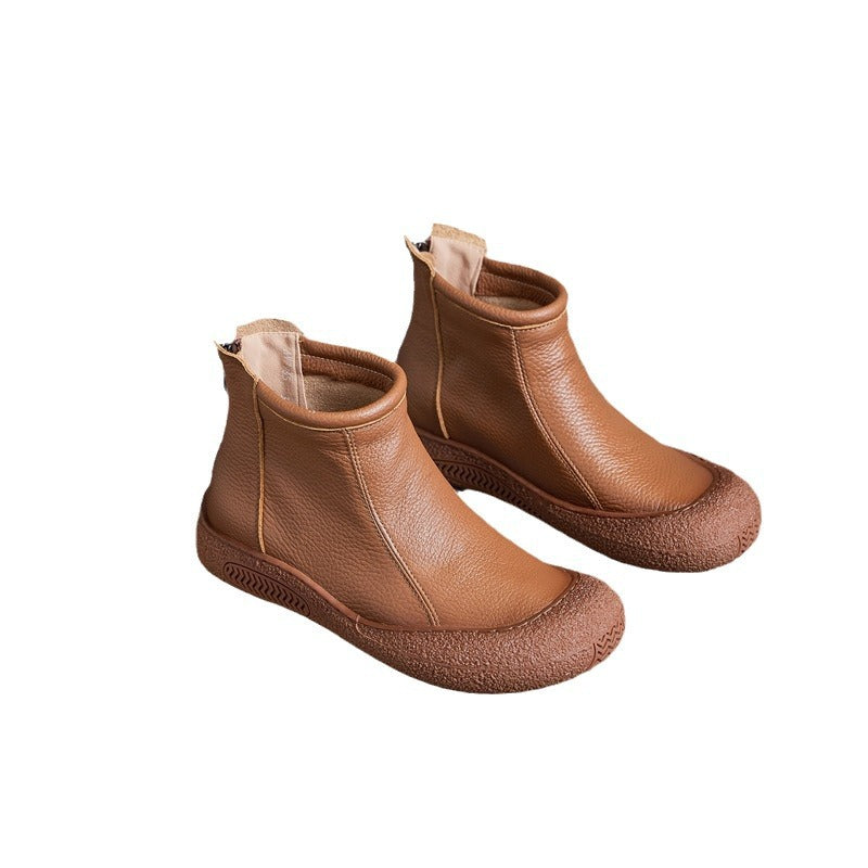 Cowhide Leisure Ankle Boots