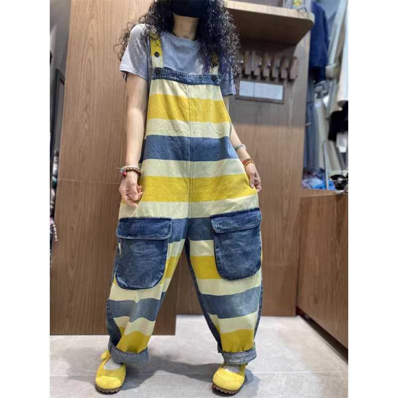 Denim Printing Cropped Suspender Women