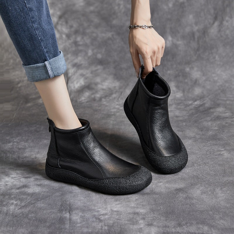 Cowhide Leisure Ankle Boots
