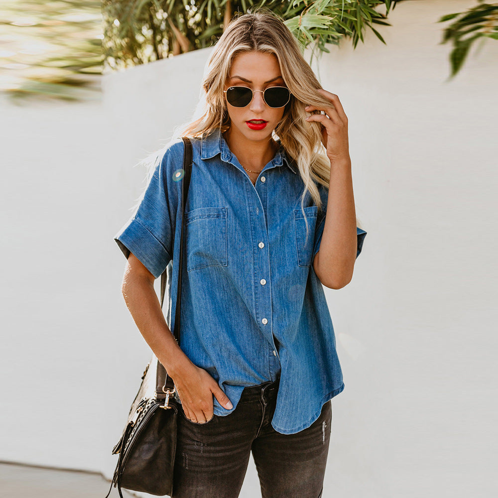 Casual All-matching Lapel Simple Shirt