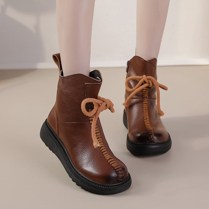 Women's Cowhide Platform Boots