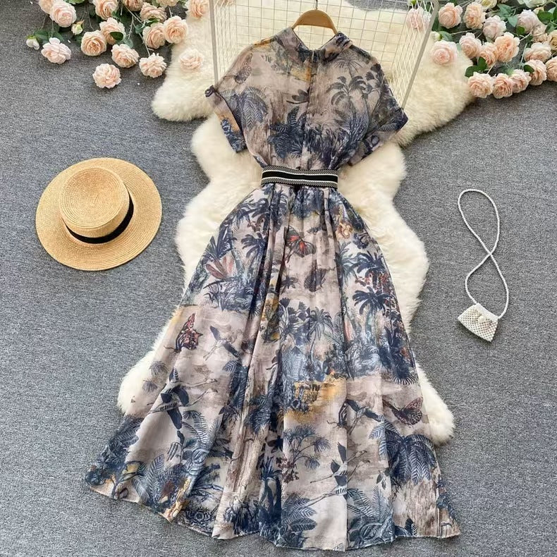French Minority Elegant Printed Dress