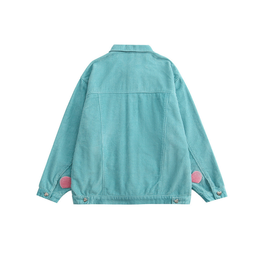 Love String Embroidery Corduroy Jacket