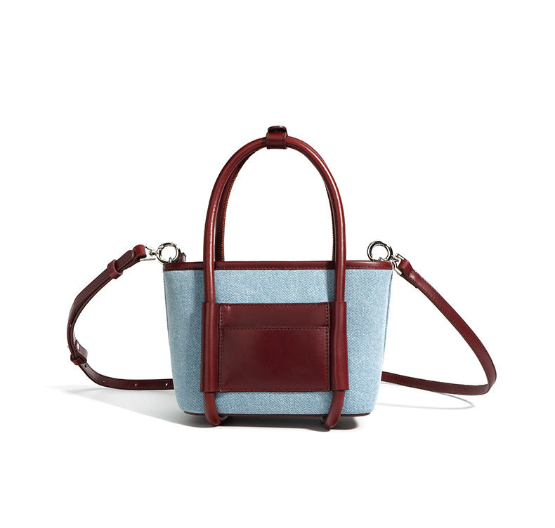 Top Layer Cowhide Basket Bag