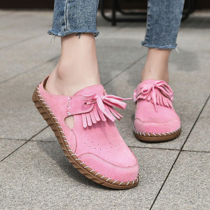 Handmade Stitching Women's Half Slippers