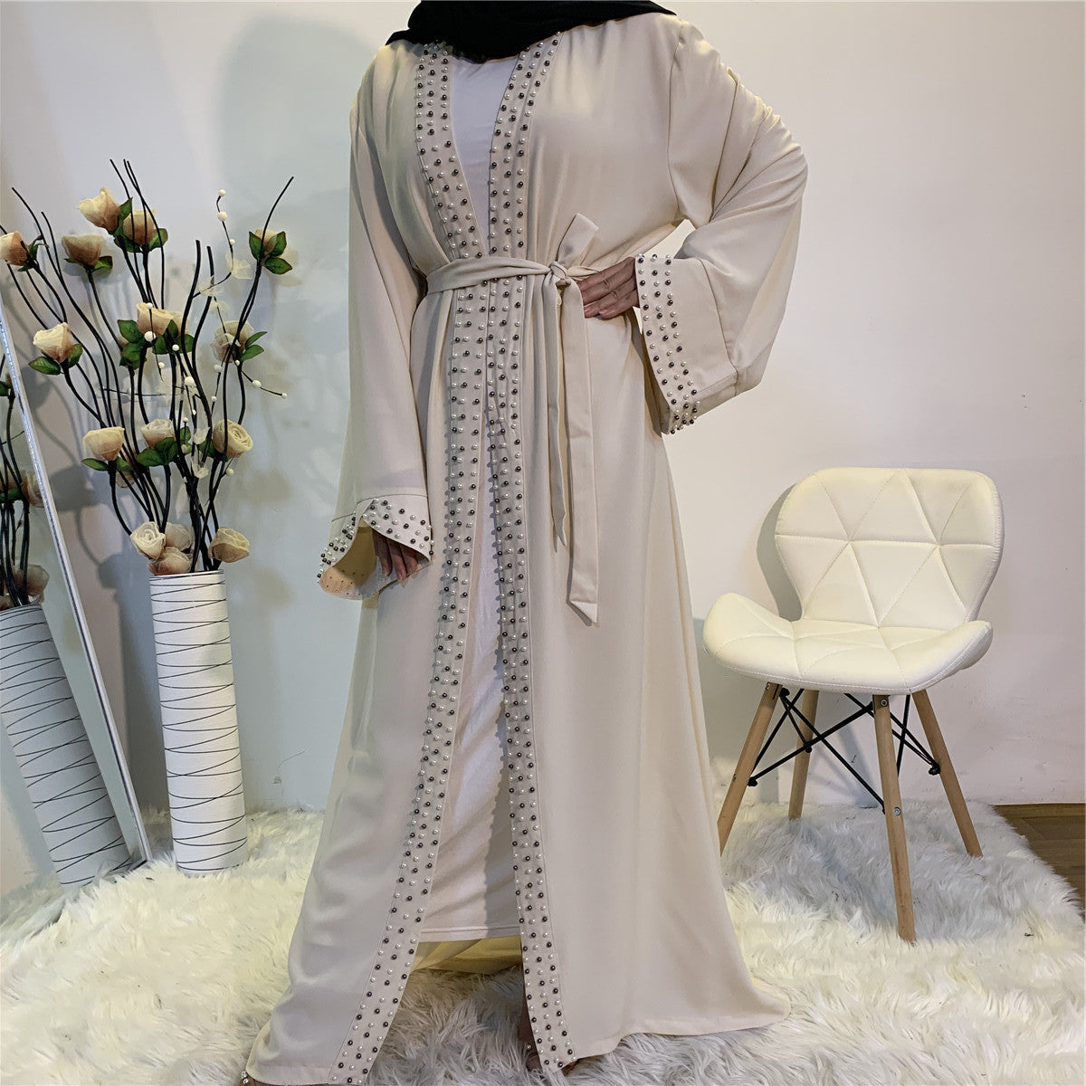 Beaded Lace Up Cardigan Robe