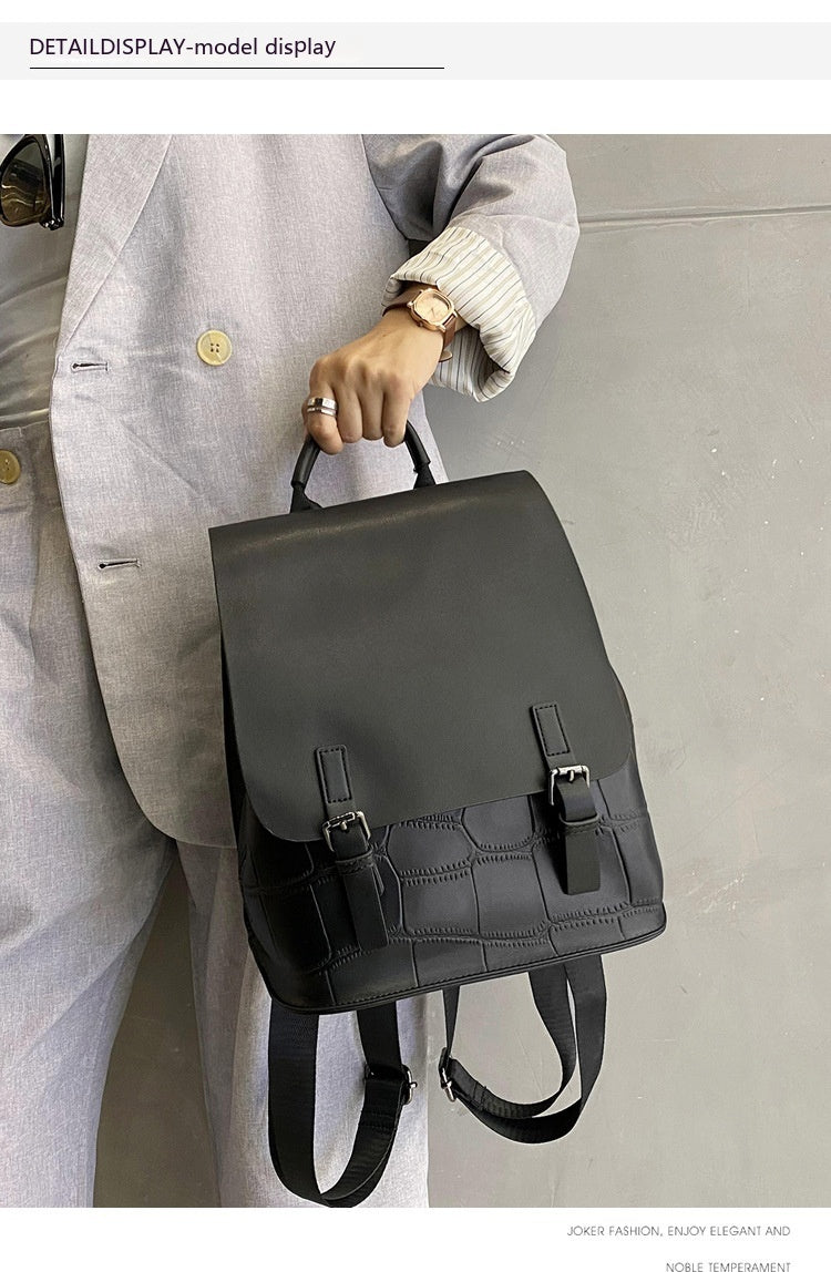 Genuine Leather Simple Backpack
