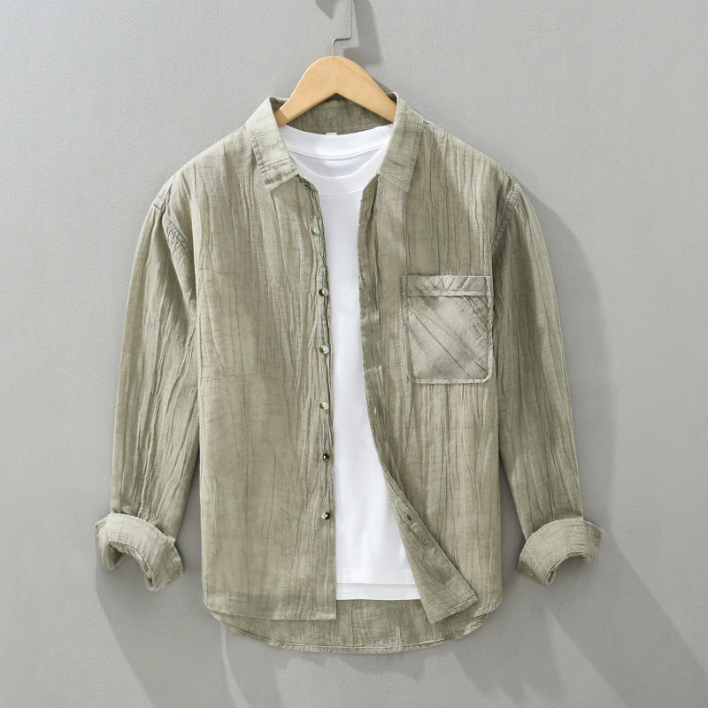 Pleated Cotton Linen Shirt