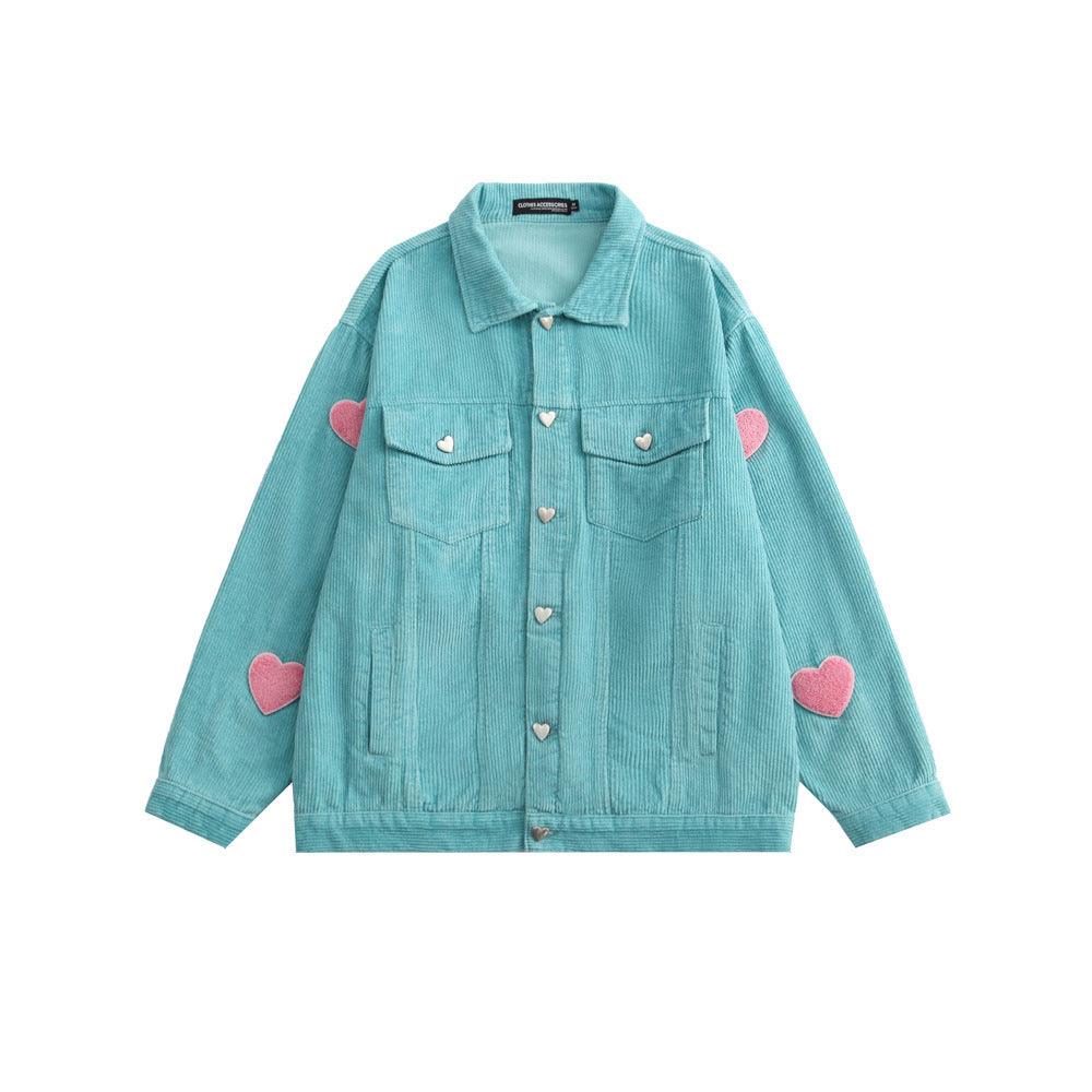 Love String Embroidery Corduroy Jacket