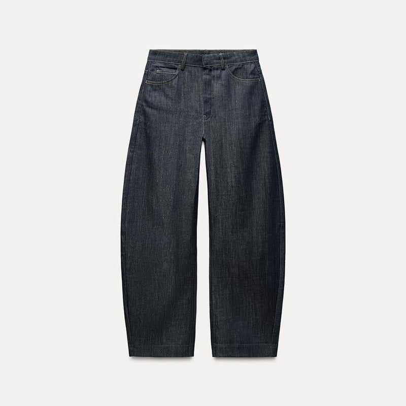 Dark Blue Temperament Waist-controlled Denim Suit