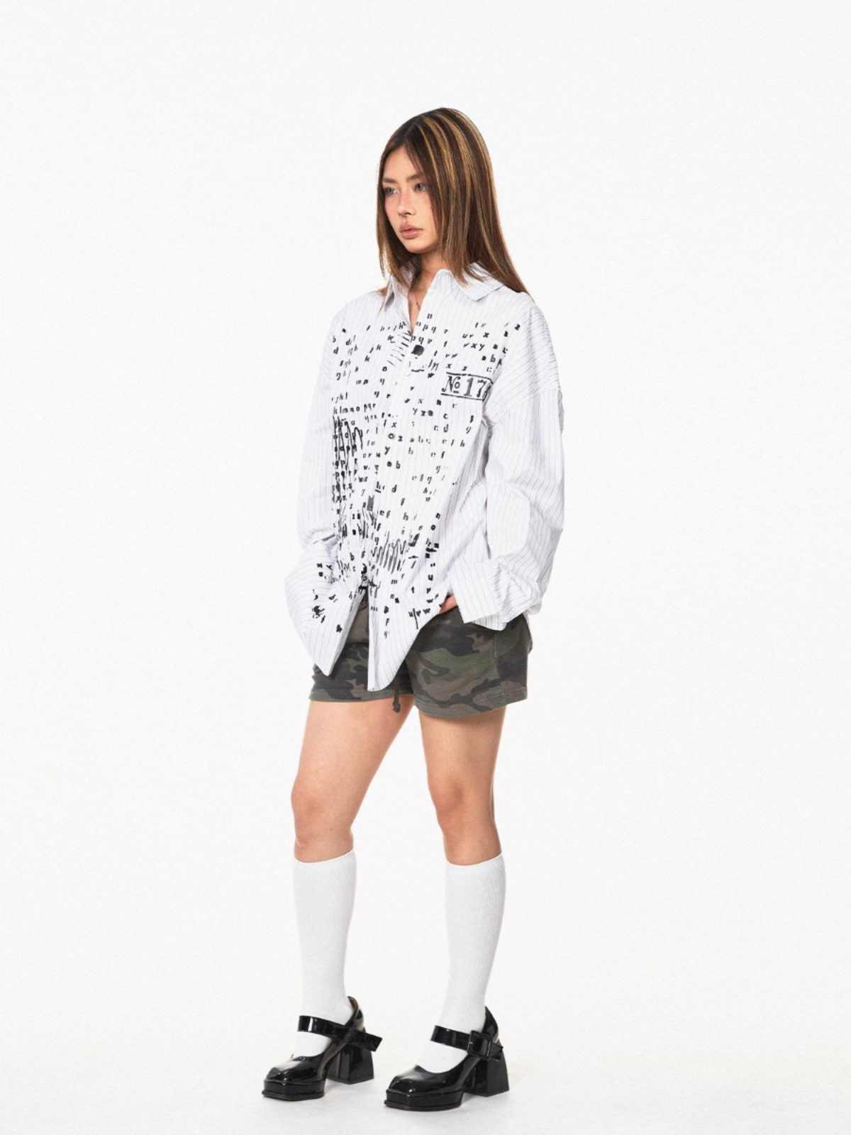 Letter Printed Women's Shirt Jacket