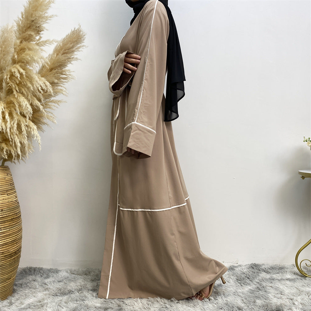 Contrast Striped Cardigan Robe