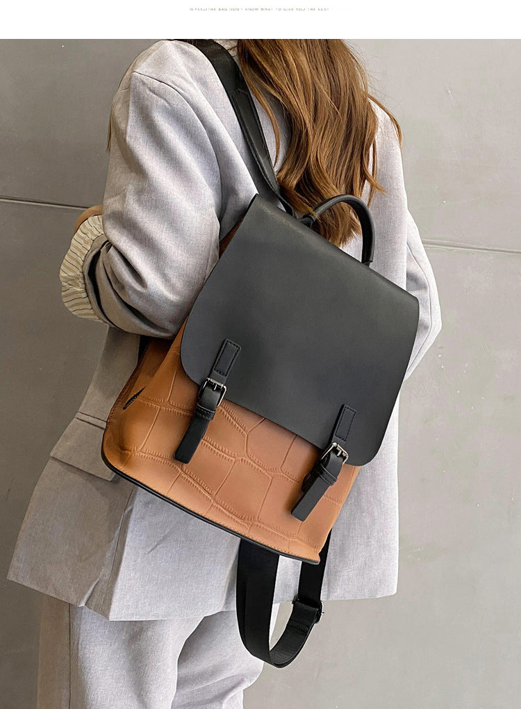Genuine Leather Simple Backpack