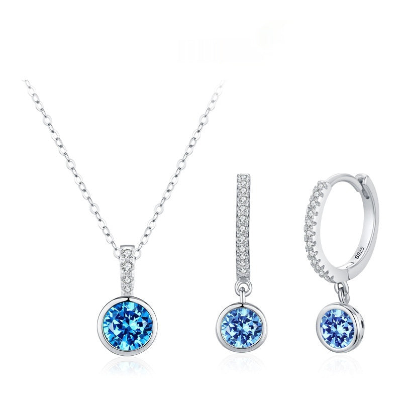 Women's Light Luxury Sea Blue Earrings Necklace