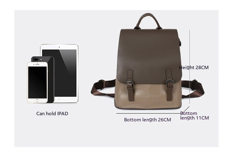 Genuine Leather Simple Backpack
